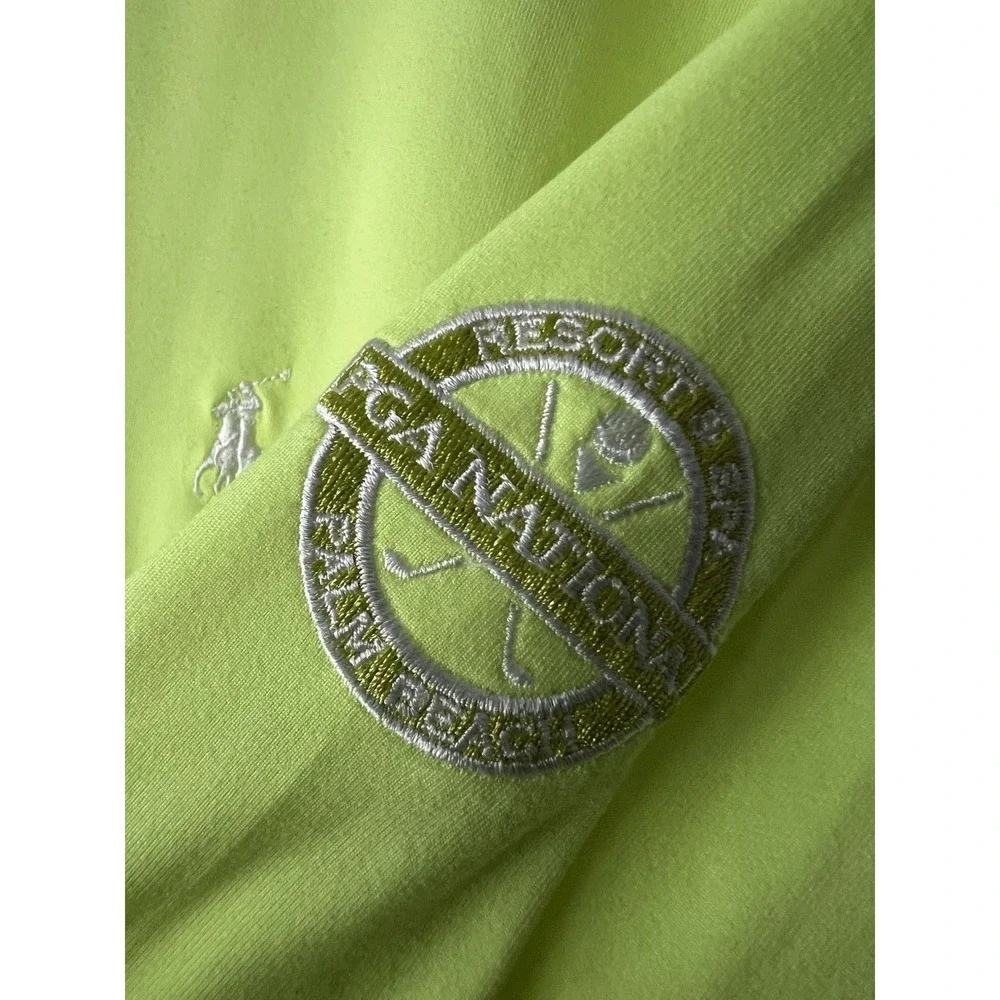 Ralph Lauren Polo Golf Mens M Neon Green Quarter Zip Performance Pullover PONY